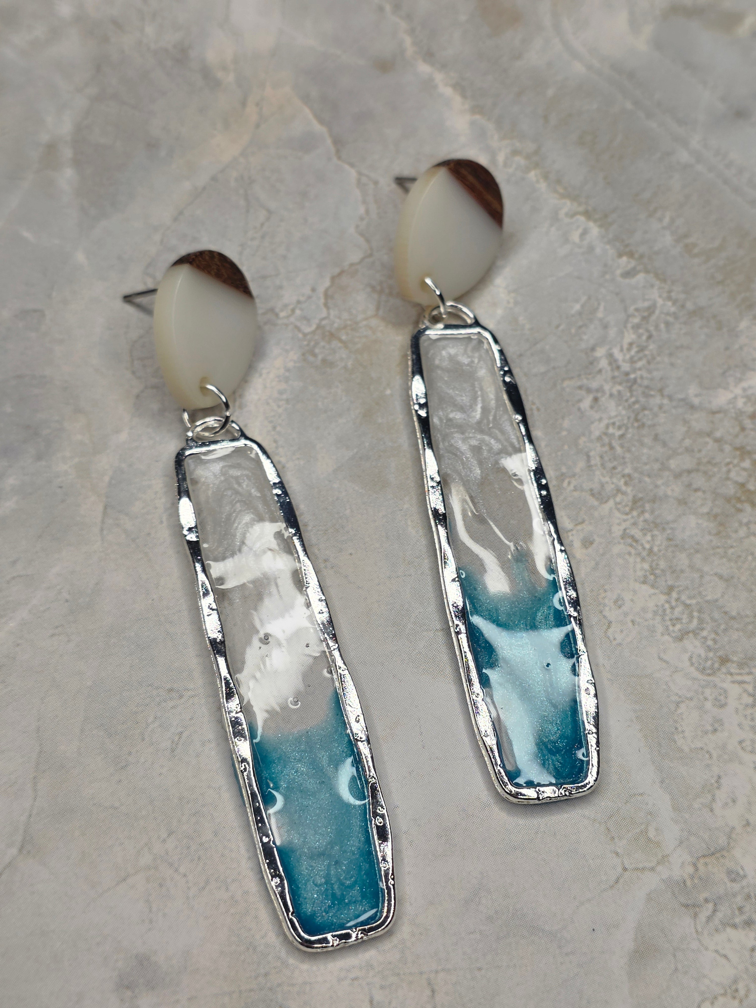 Ocean Wave Resin Drop Earrings