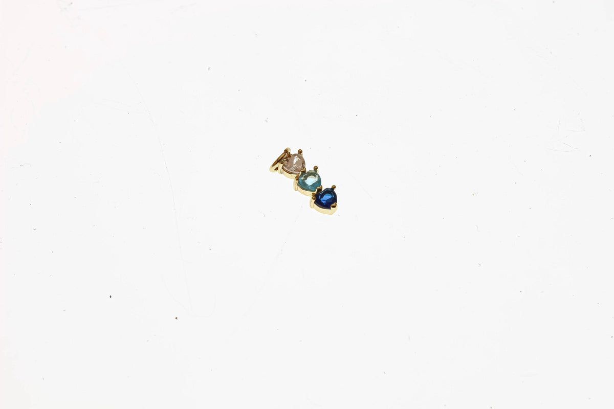 Multi Color 3 Stone CZ Heart Charm | Assorted Colors