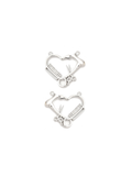Two silver heart-shaped clasp components on a white background