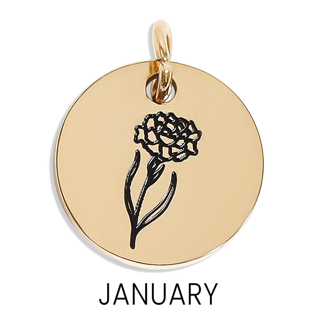 18K Gold PVD Stainless Steel Birth Flower Charm