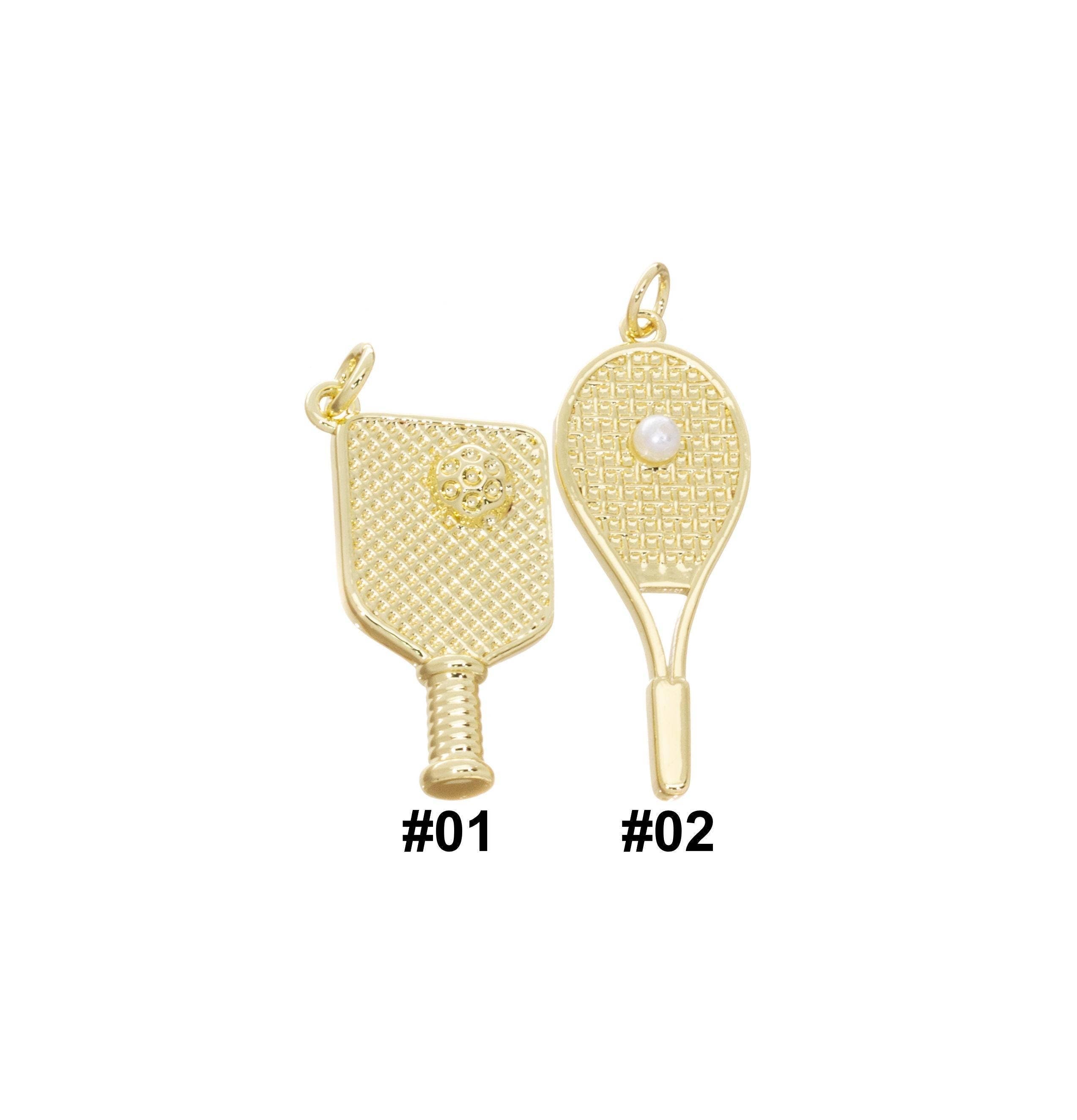 Gold Pickleball Racket Charm