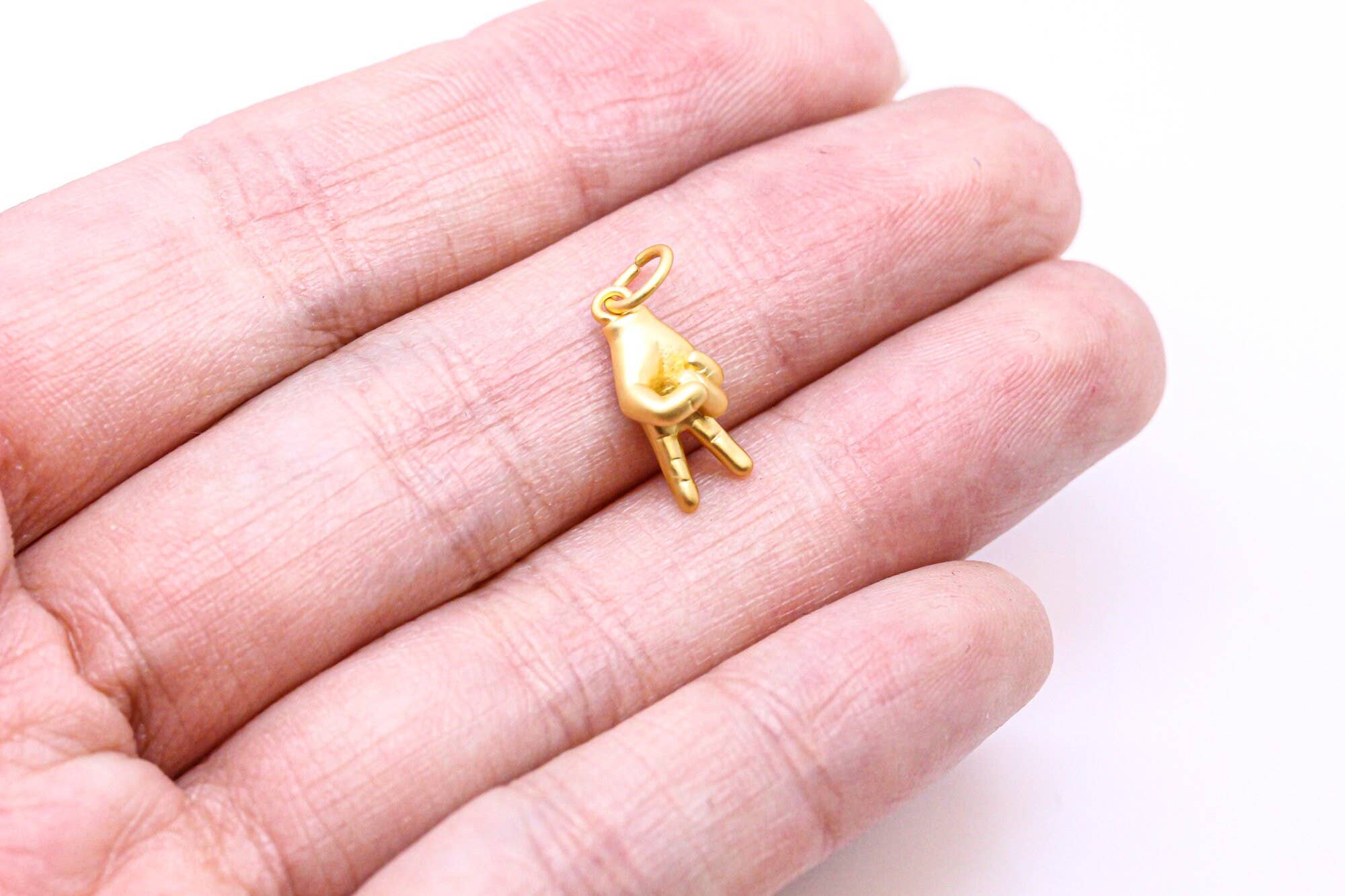 Matte Gold & Silver Peace Hand Sign Charm