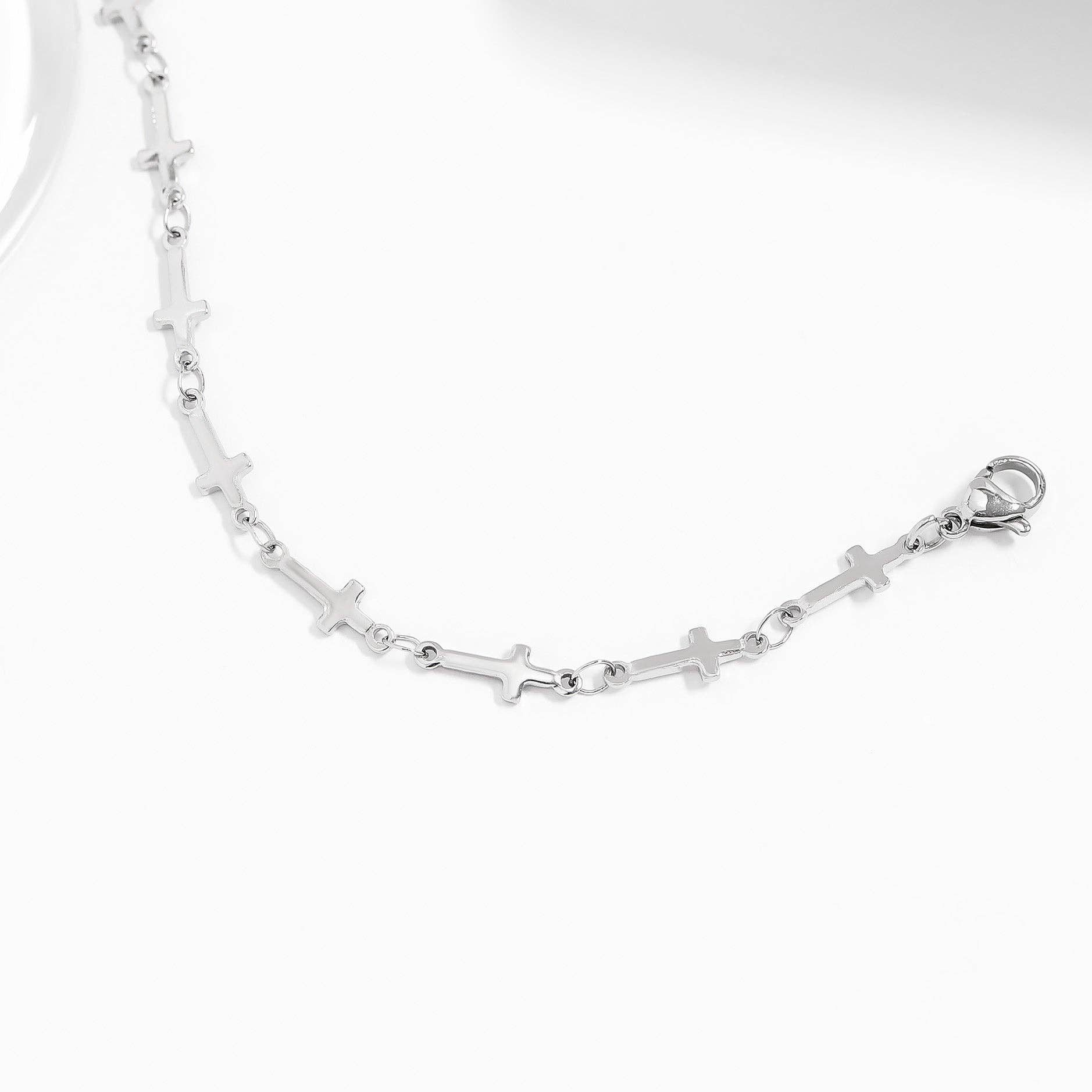 18K Gold PVD Stainless Steel Cross Chain Bracelet