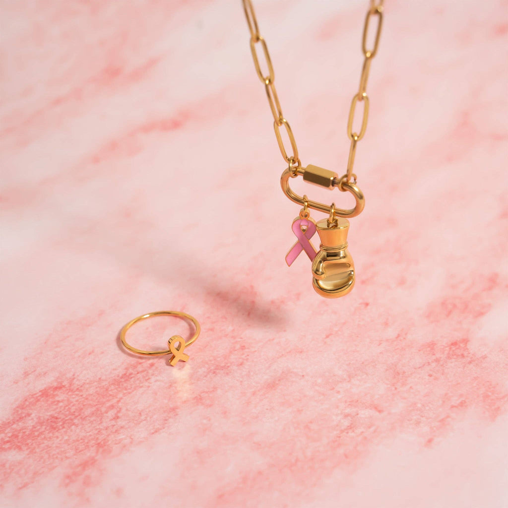 Breast Cancer Awareness Pink Ribbon Charm