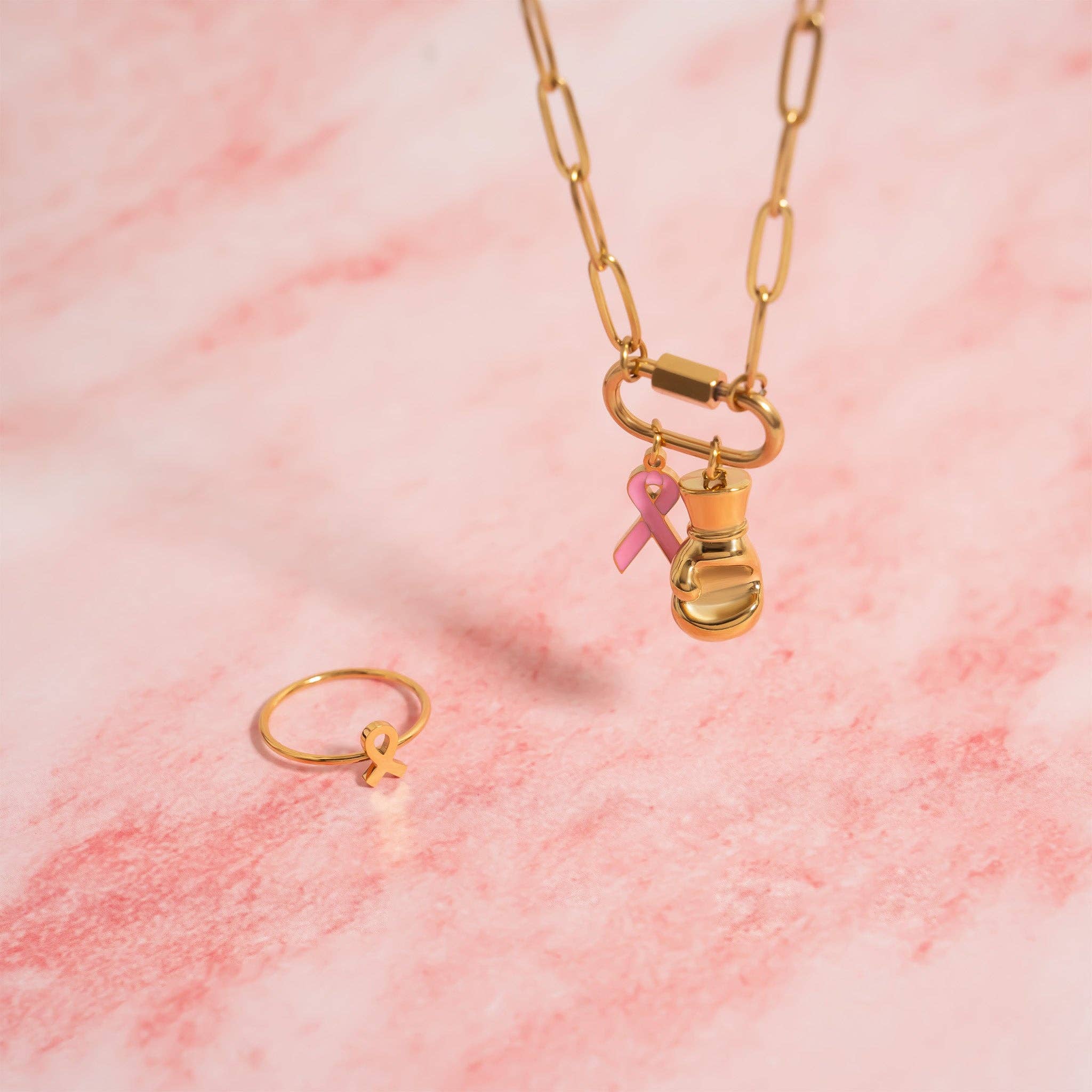 Breast Cancer Awareness Pink Ribbon Charm