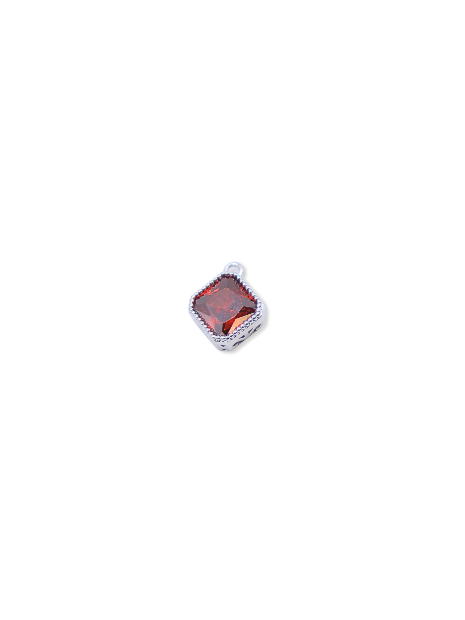 Silver Vintage Colored Glass Charm | Platinum Plated Brass Charm