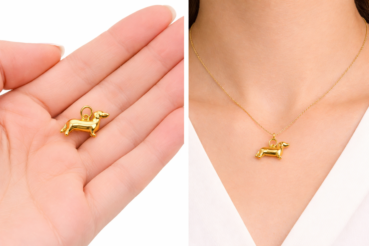 Dachshund Dog Charm | Gold & Silver | Dog Lover Jewelry