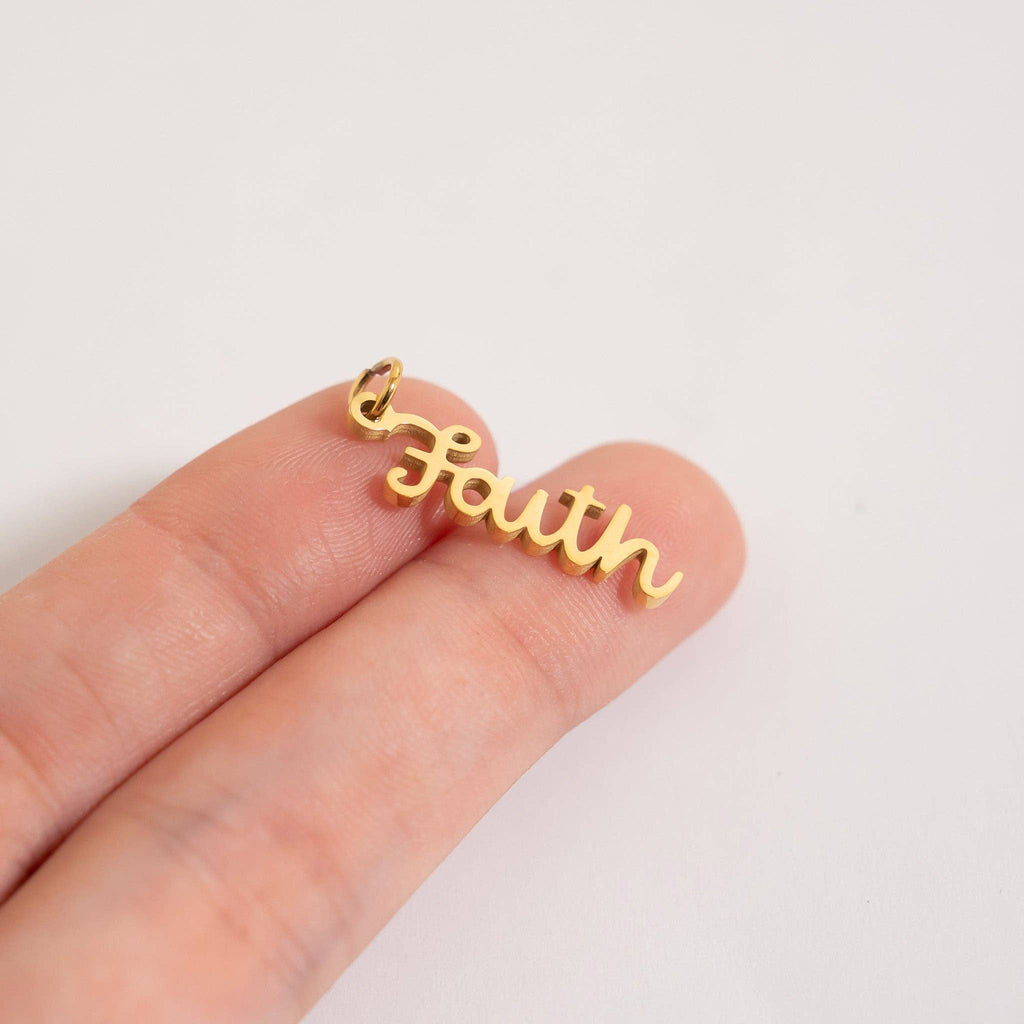 18K Gold PVD Stainless Steel Faith Charm