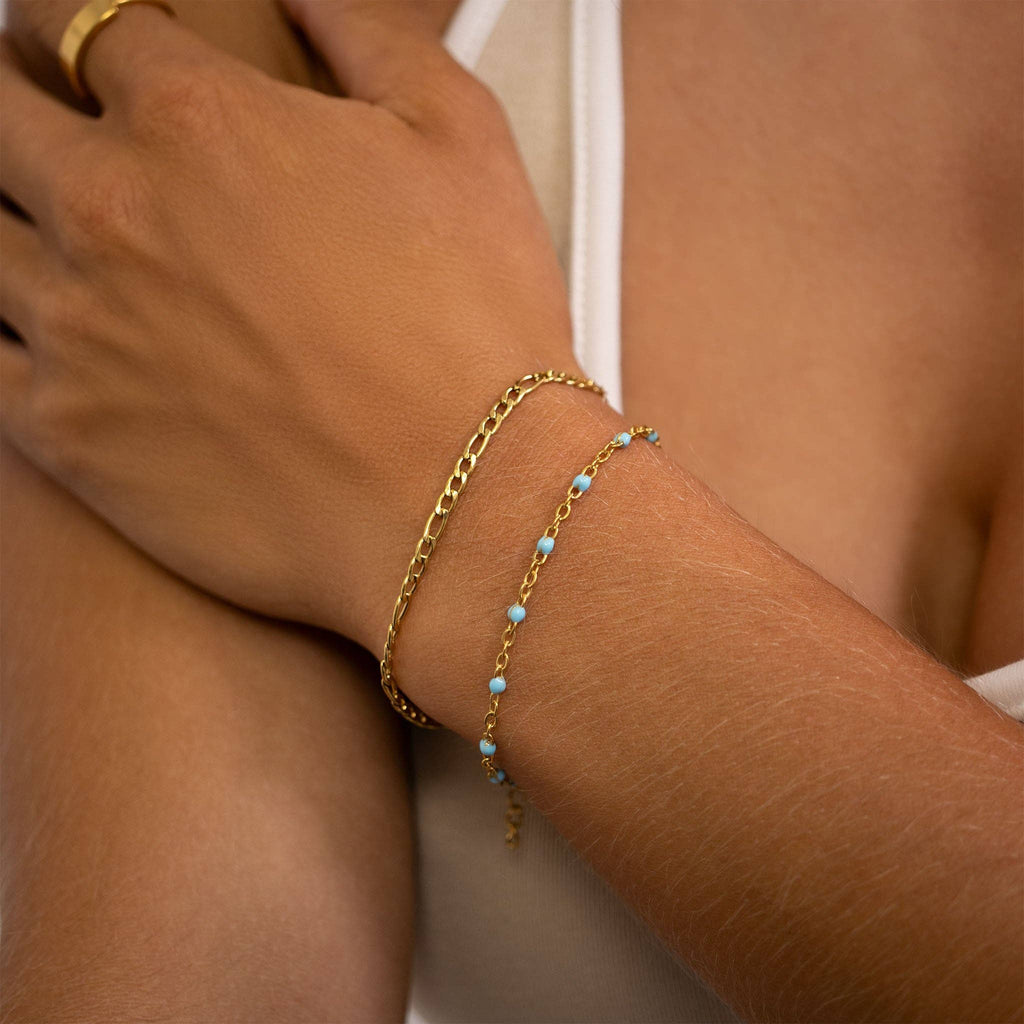 18K Gold PVD Stainless Steel Turquoise Confetti Bracelet