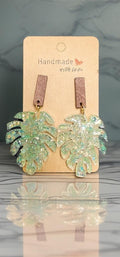 Monstera Leaf Resin Earrings