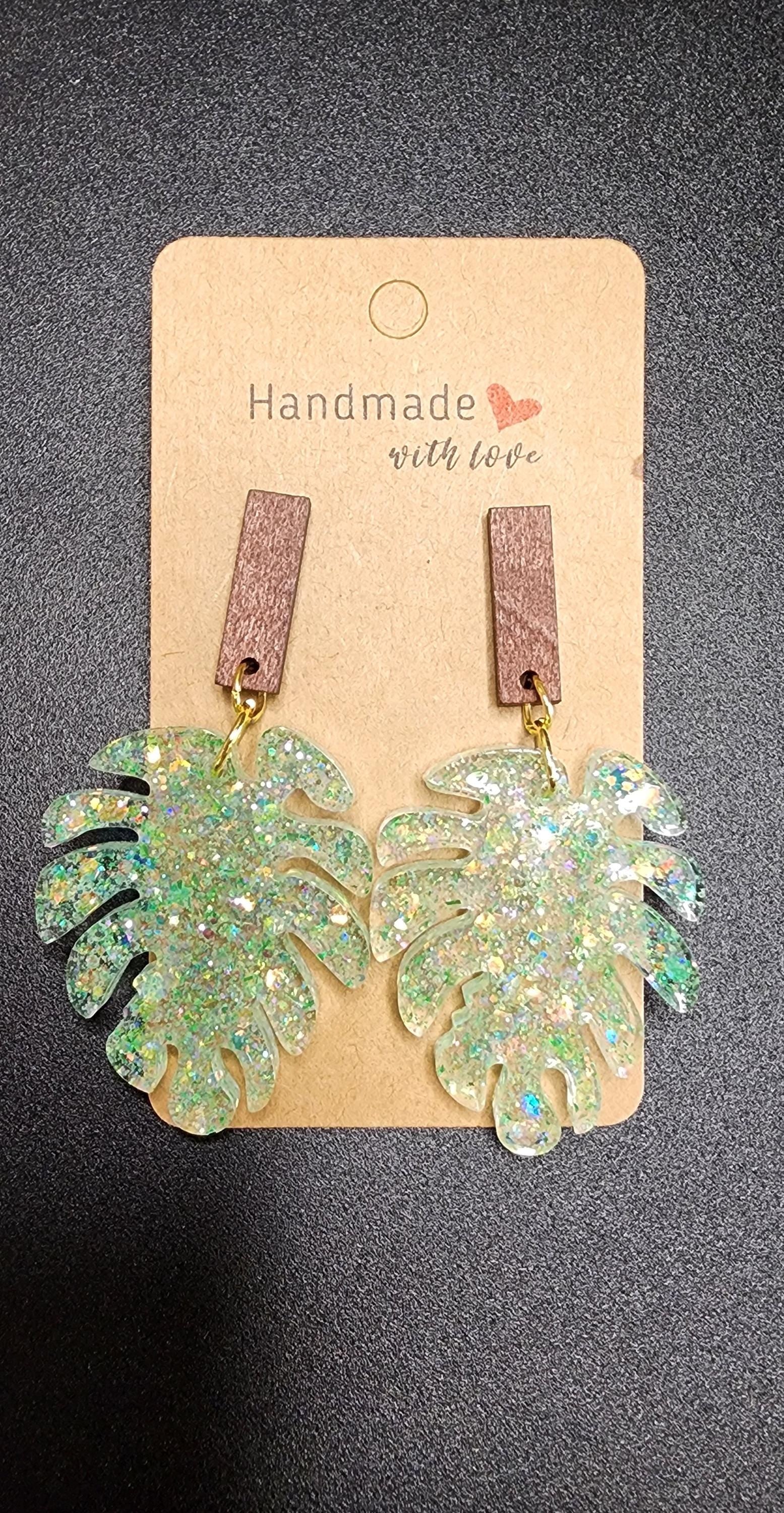 Monstera Leaf Resin Earrings