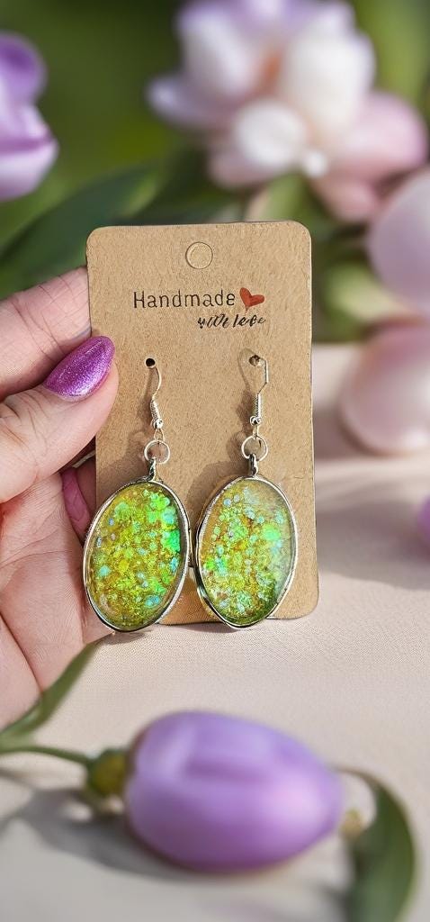 Yellow Glitter Resin Earrings