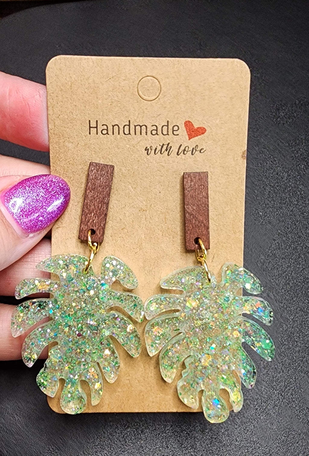 Monstera Leaf Resin Earrings