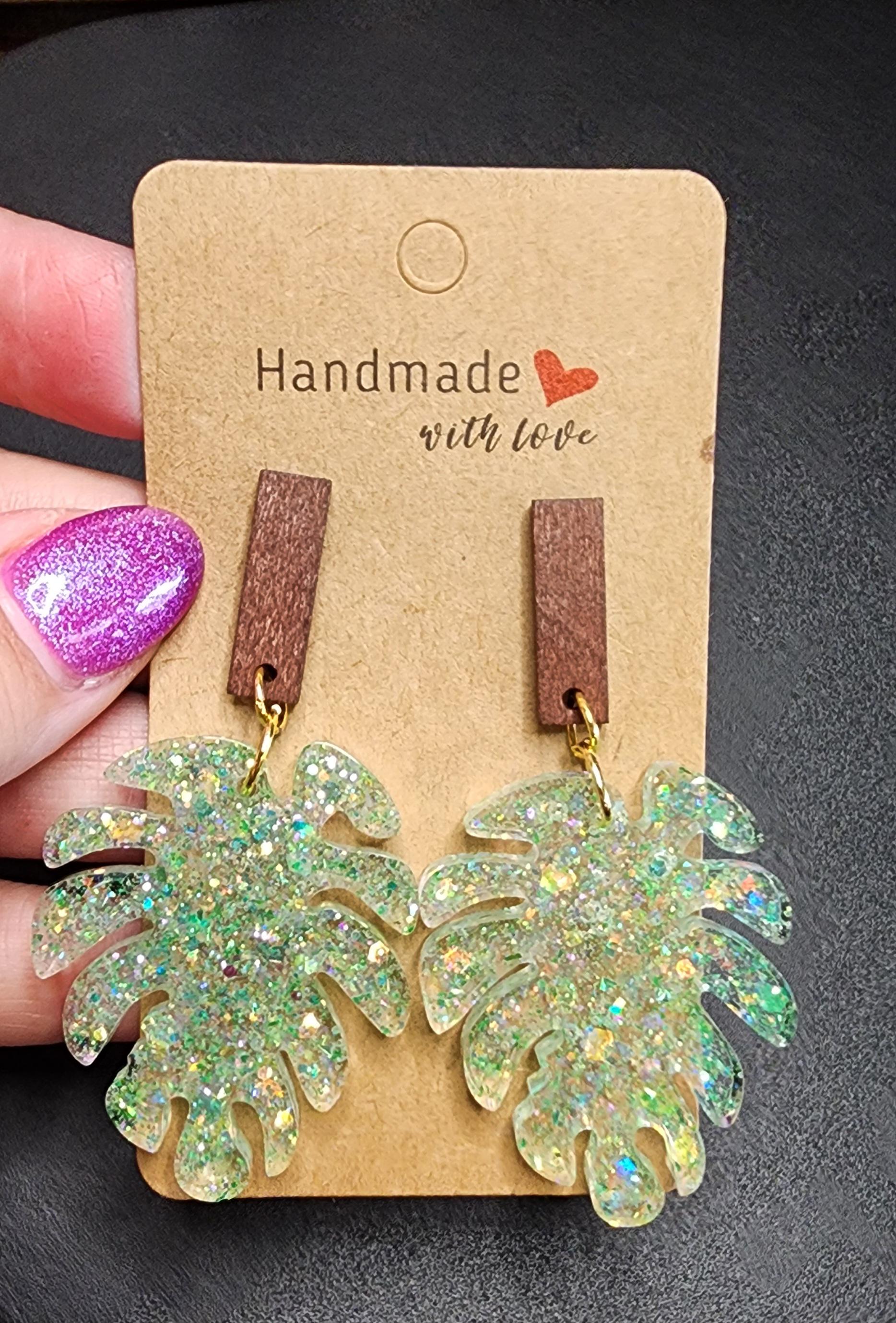 Monstera Leaf Resin Earrings