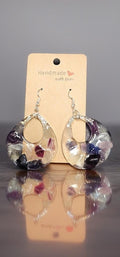 Handmade Teardrop Stone Earrings: Purple Resin Dangle Jewelry