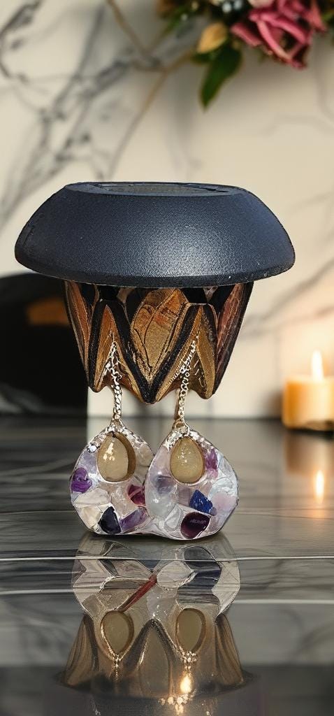 Handmade Teardrop Stone Earrings: Purple Resin Dangle Jewelry