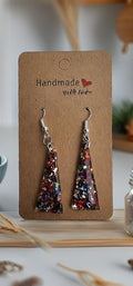 Triangle Confetti Resin Earrings: Handmade Dangle Earrings