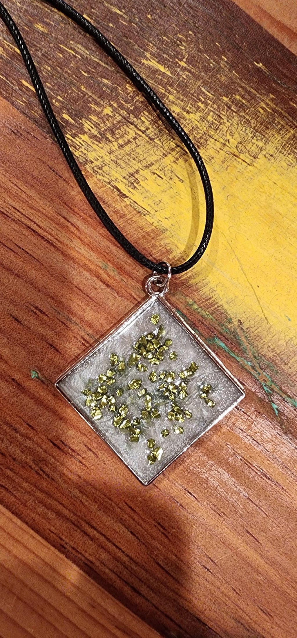 Green Crushed Glass Pendant Necklace