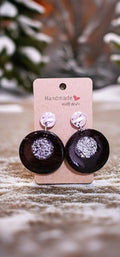 Silver Wooden Drop Earrings