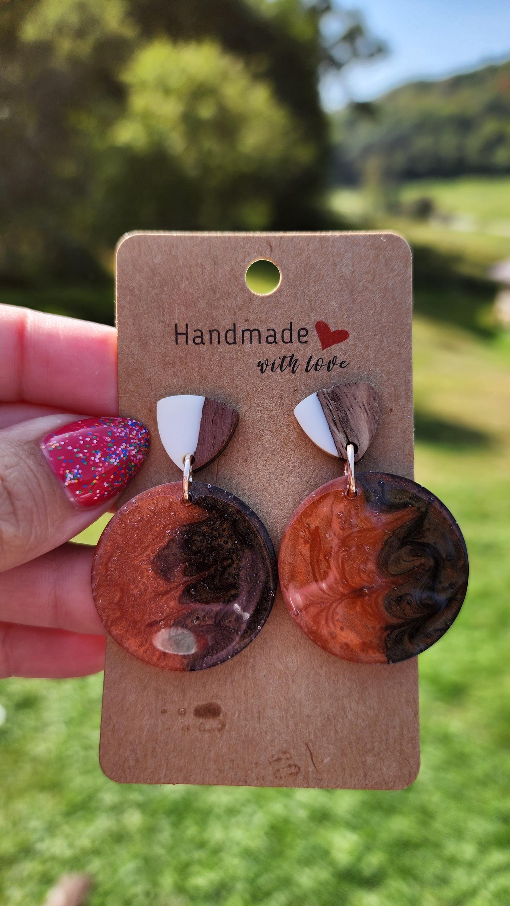 Burnt Orange Circular Earrings