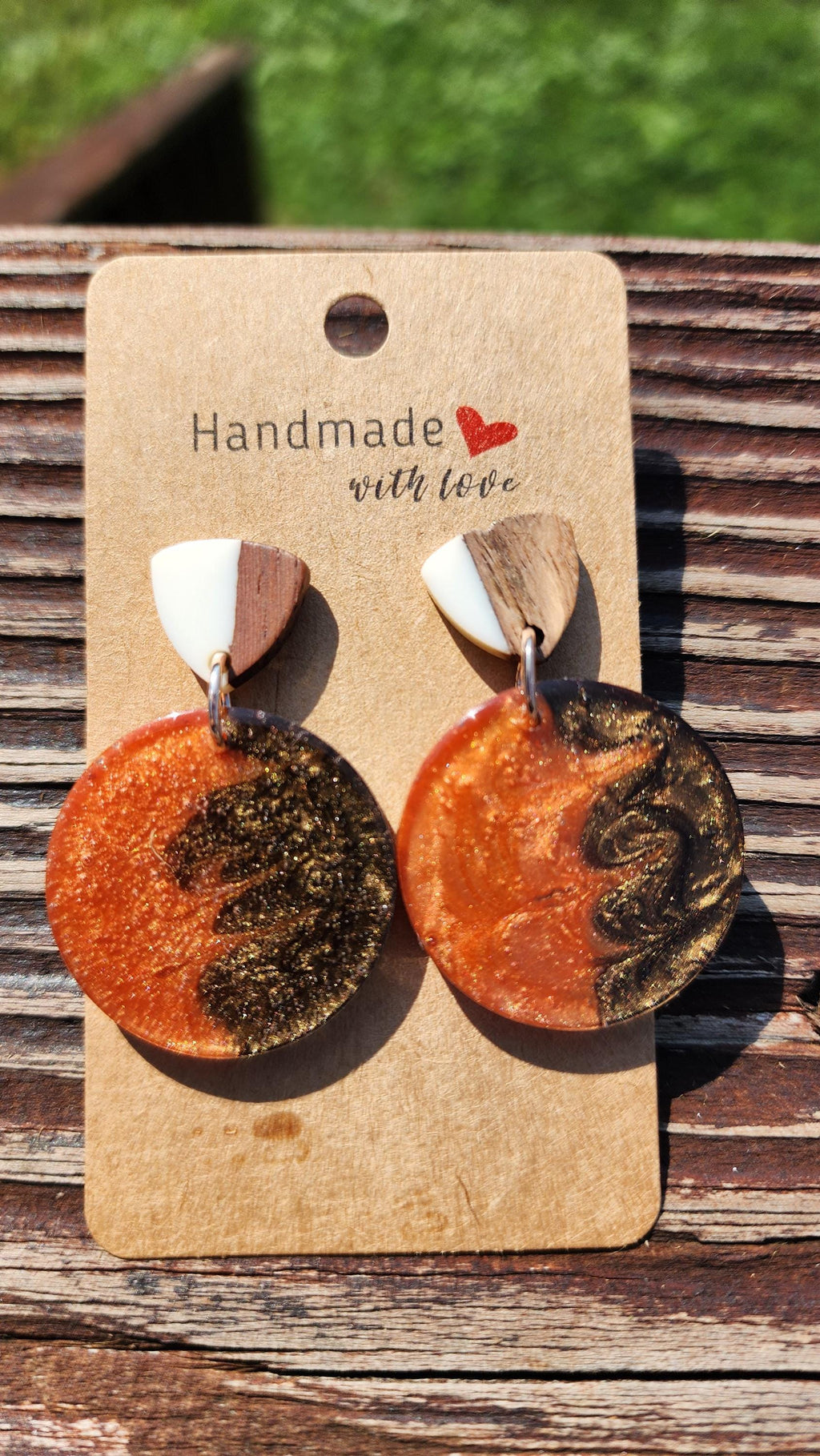 Burnt Orange Circular Earrings