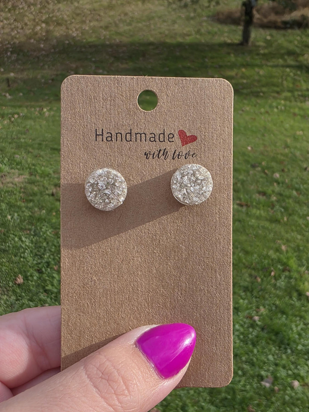 Silver Druzy Stud Earrings