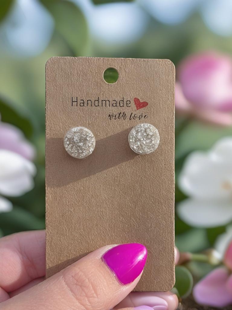 Silver Druzy Stud Earrings
