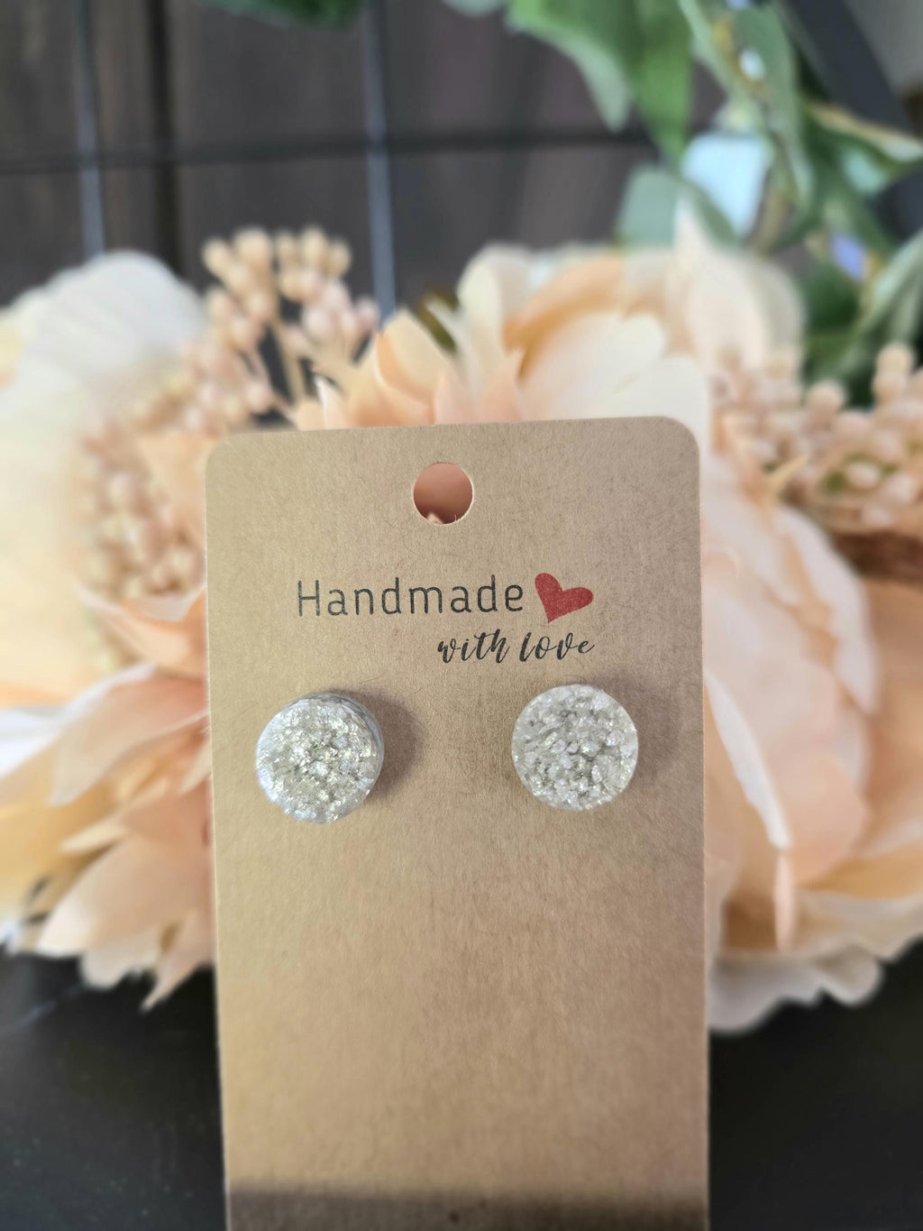 Silver Druzy Stud Earrings