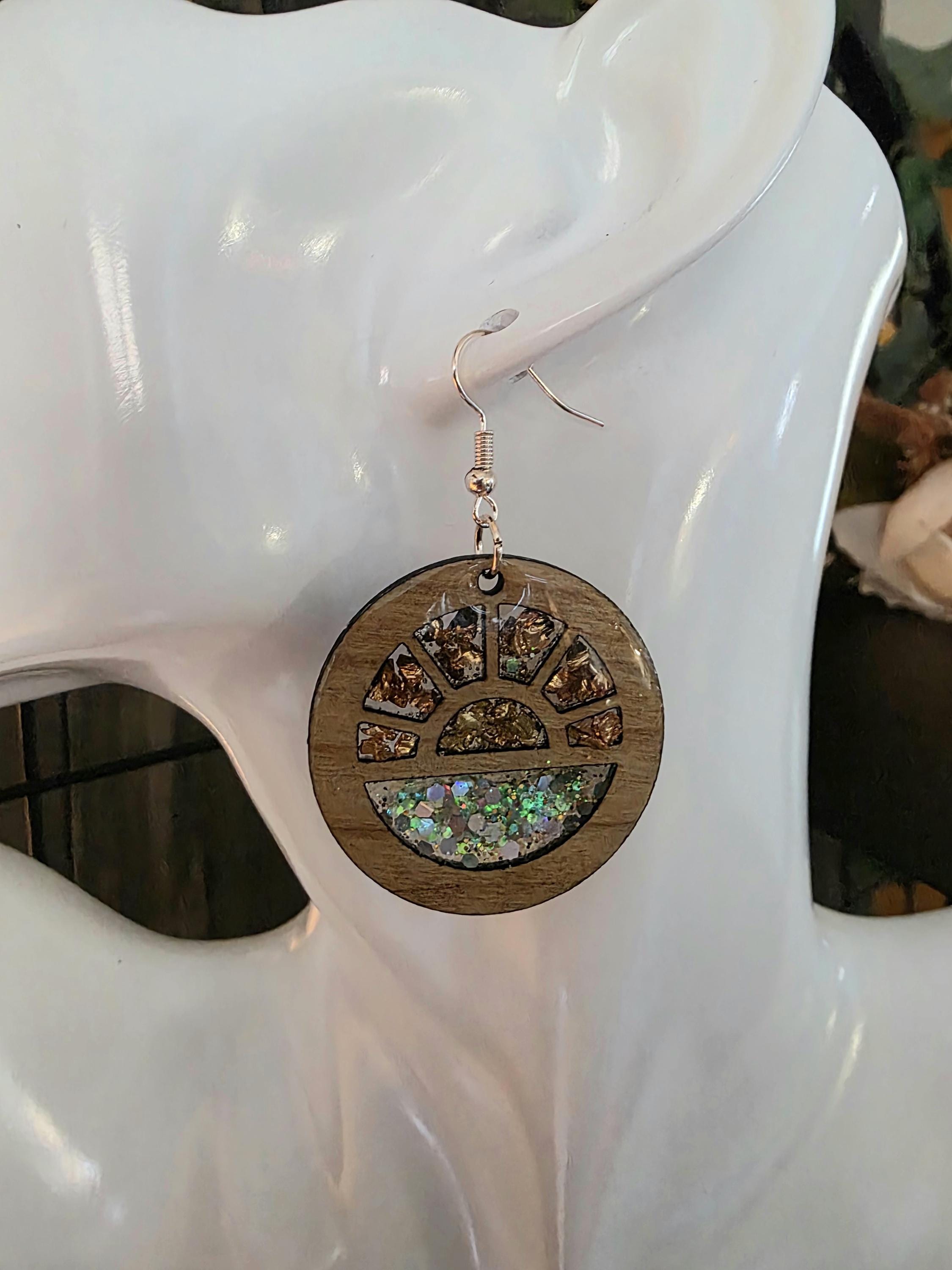 Sunburst Wooden Earrings