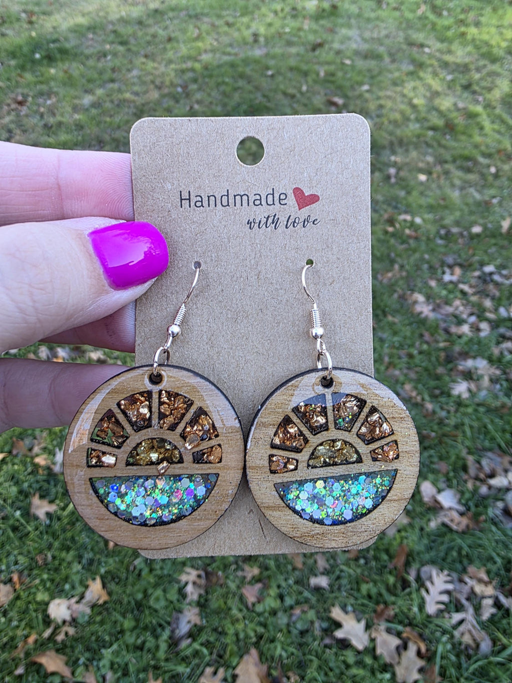 Sunburst Wooden Earrings