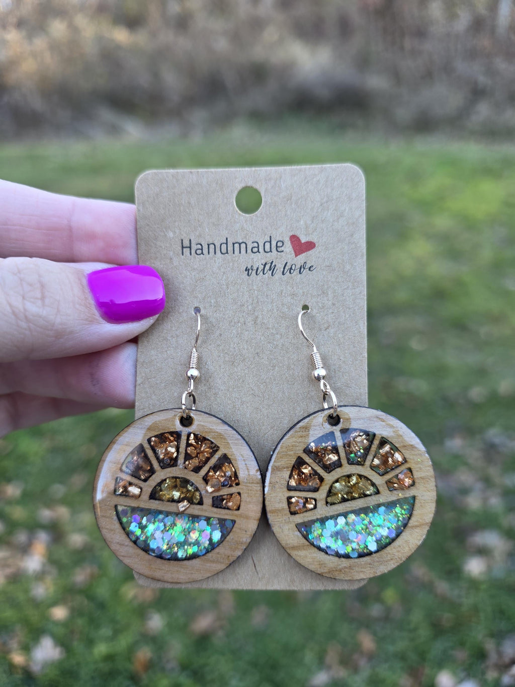 Sunburst Wooden Earrings