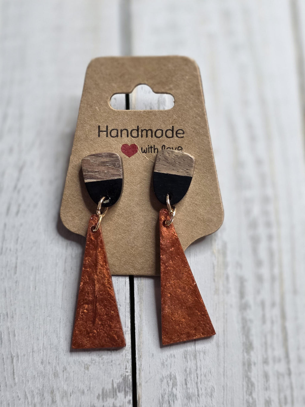 Burnt Orange Triangle Earrings