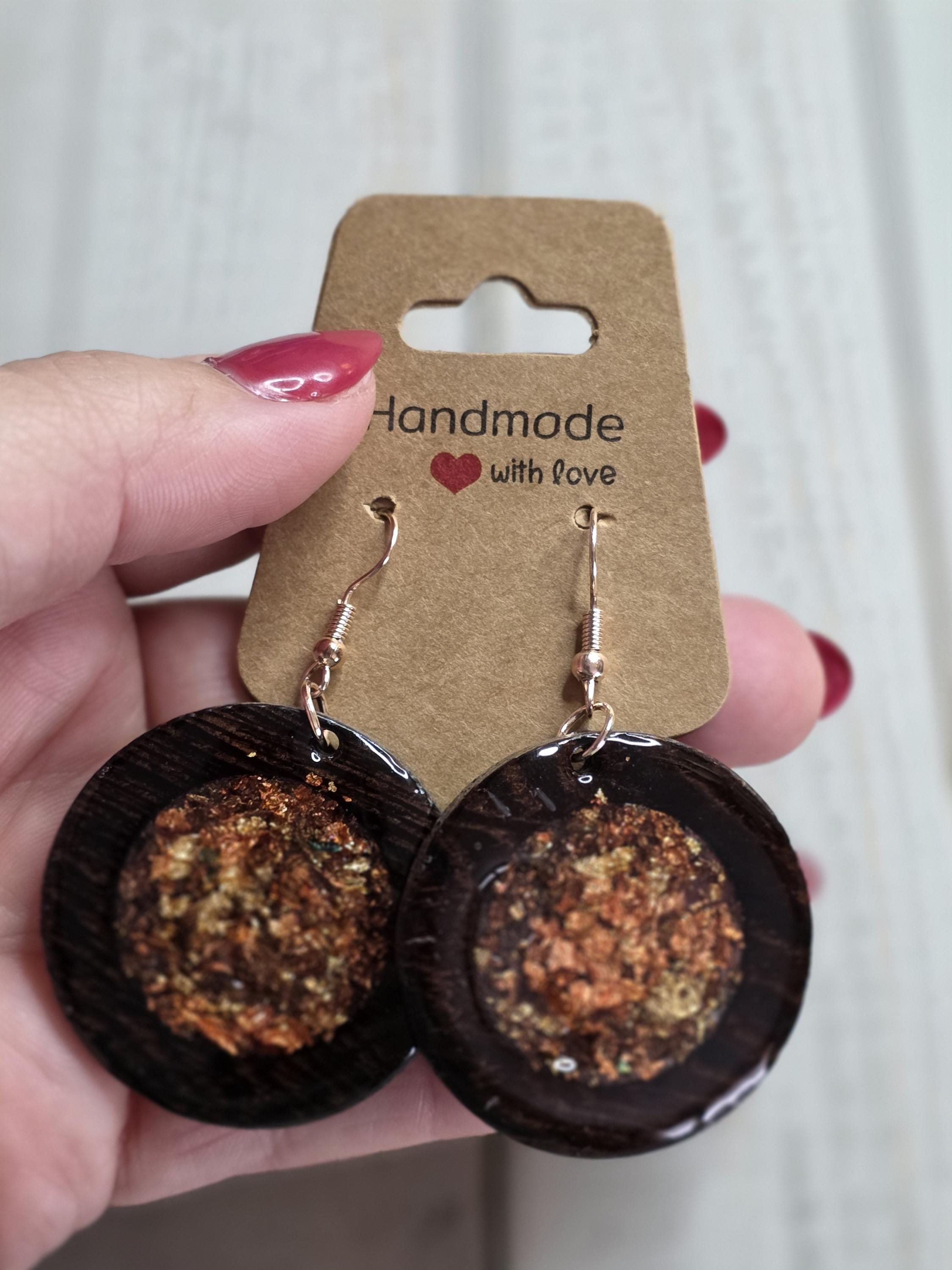 Gold Foil Accent Wooden Earrings