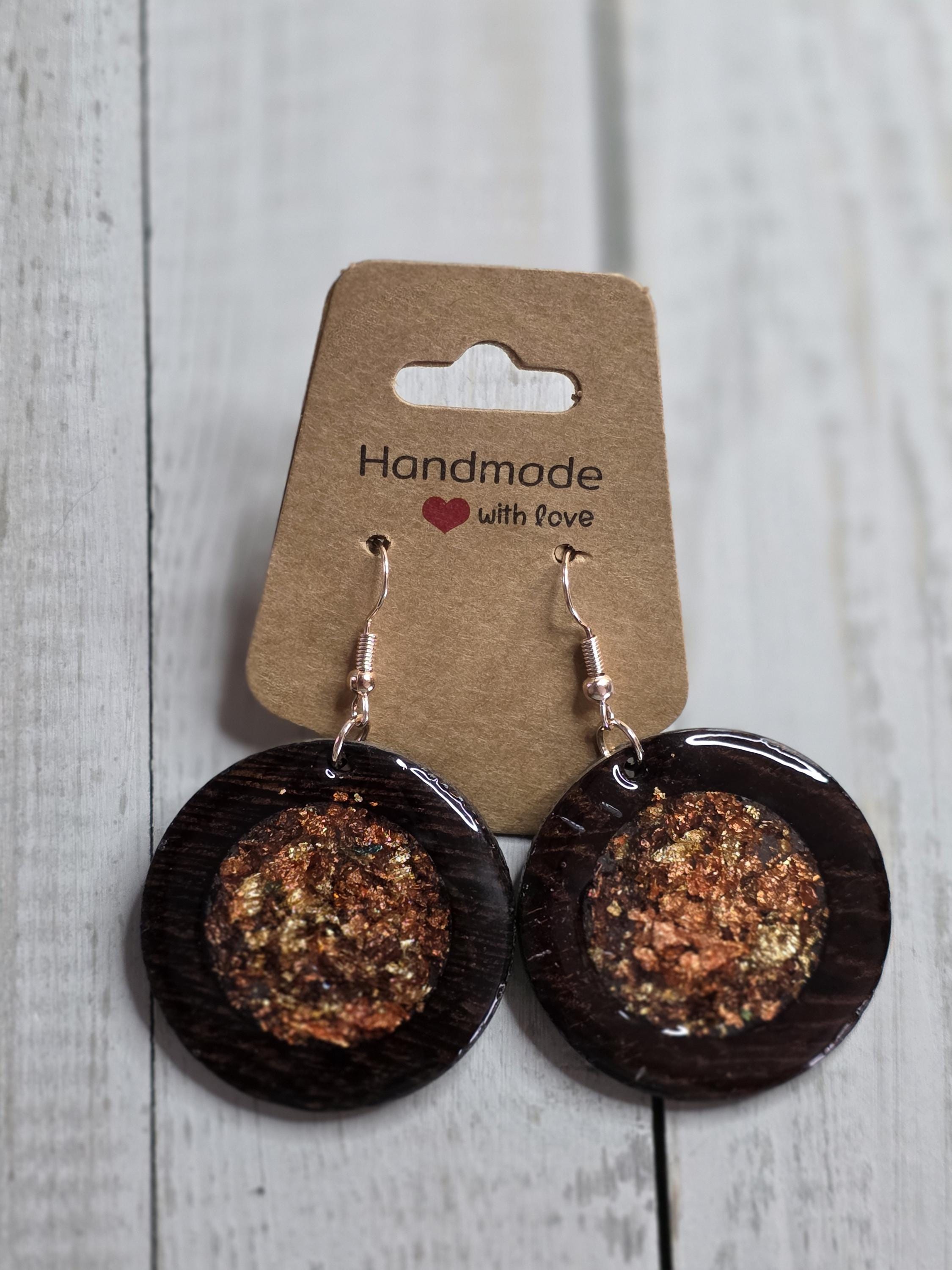 Gold Foil Accent Wooden Earrings