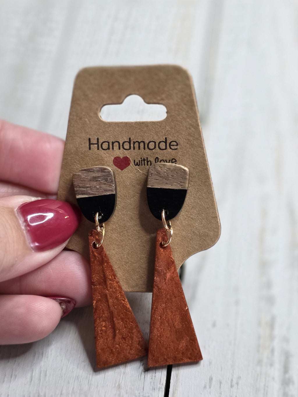 Burnt Orange Triangle Earrings