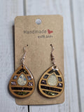 Resin Wood Teardrop Earrings: Handmade Crushed Glass Dangle