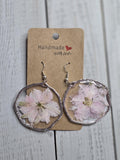 Dried Pink Flower Earrings | Circular Drop Floral Jewelry