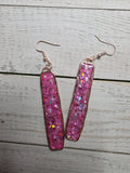 Pink Dangle Earrings: rectangle earrings, fashion jewelry, gold esthetic, resin earrings, women's fashion, rose gold jewelry