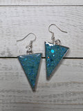 Teal Triangle Earrings