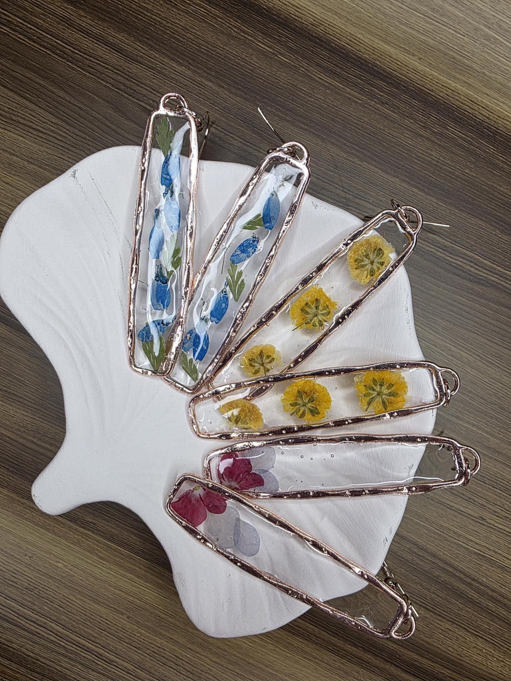 Yellow Floral Earrings | Preserved Flowers in Rose Gold Bezel