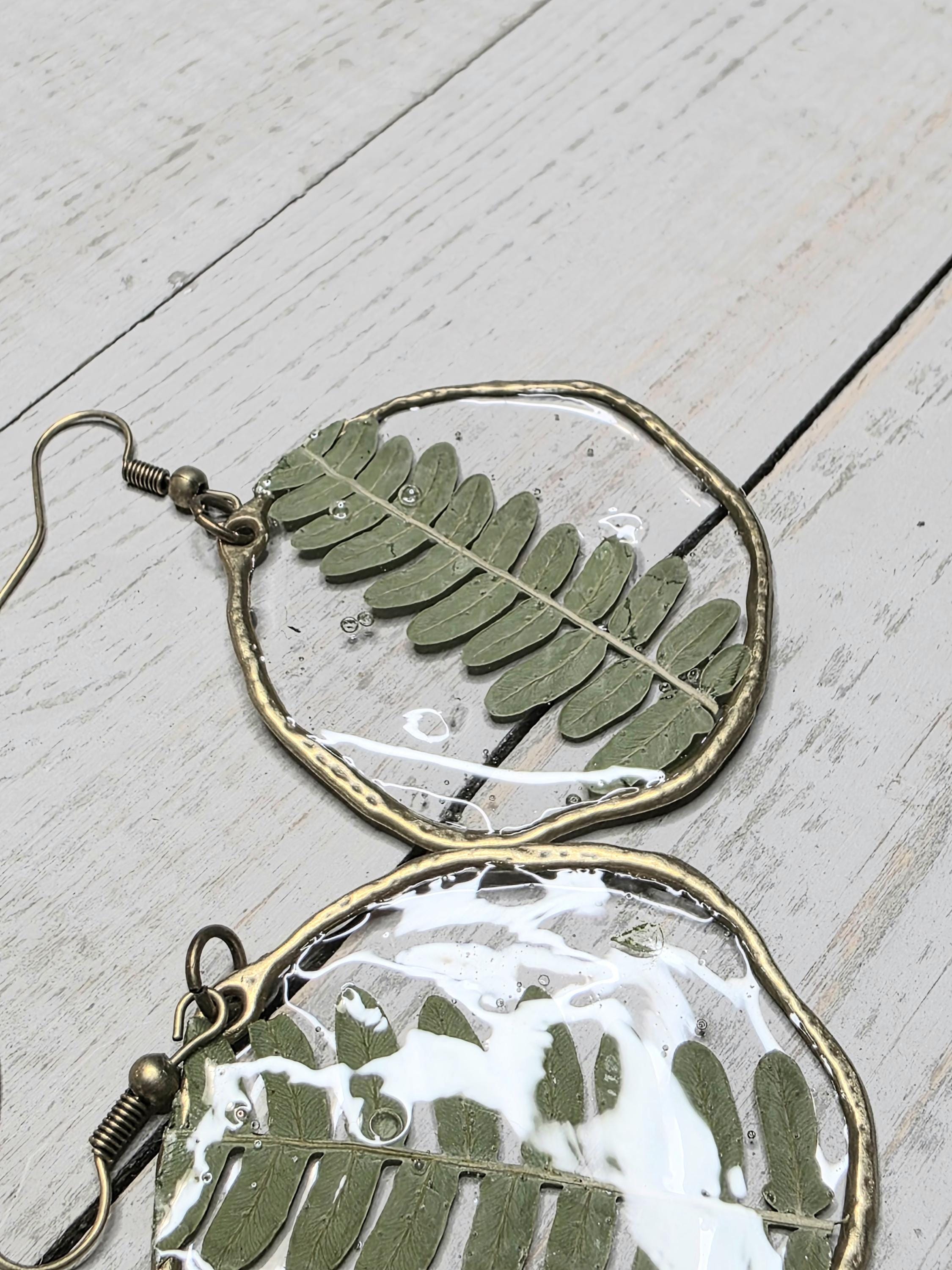 Real Fern Earrings | Circular Drop Botanical Jewelry