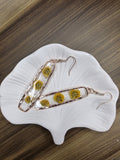 Yellow Floral Earrings | Preserved Flowers in Rose Gold Bezel