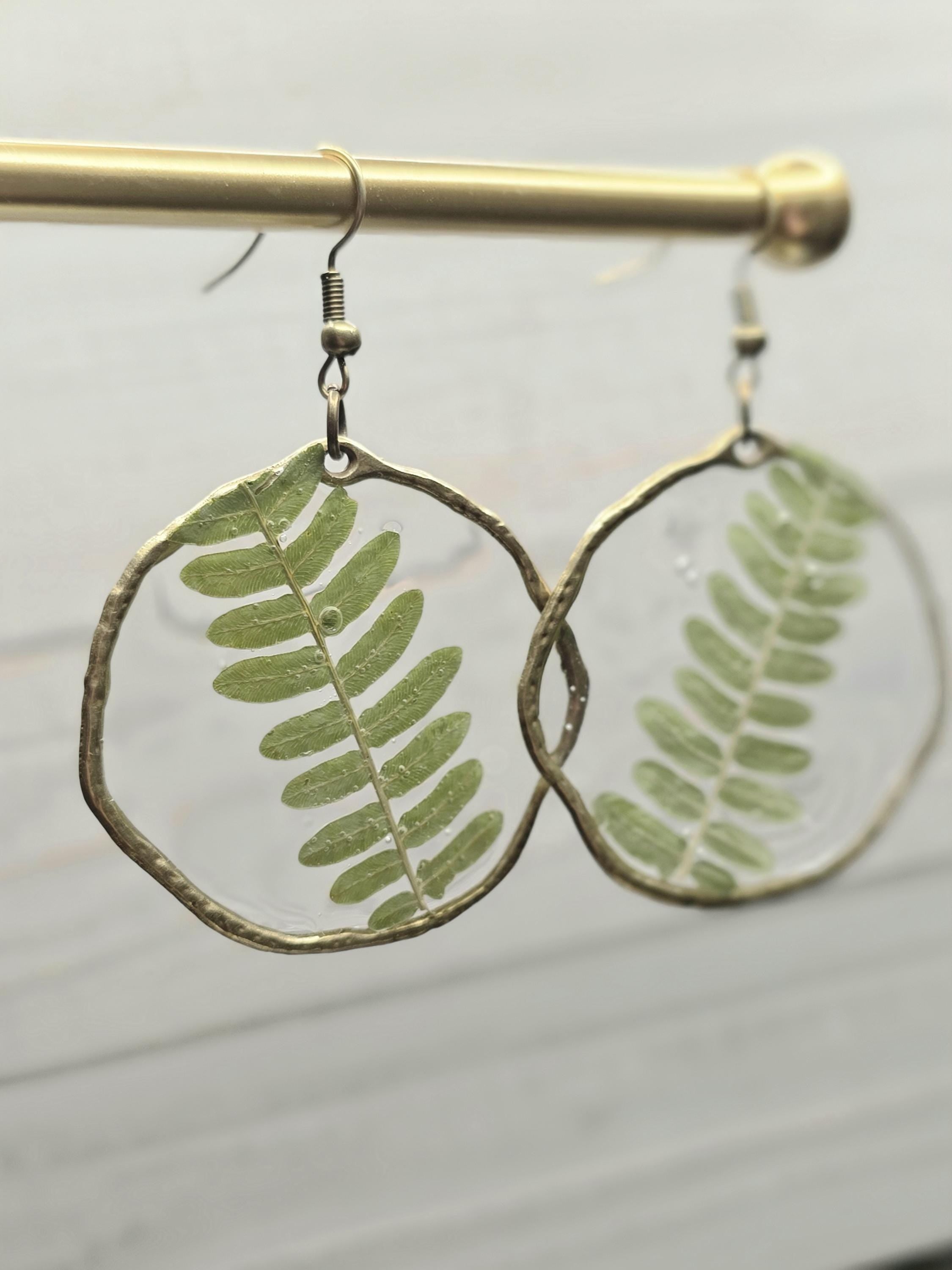 Real Fern Earrings | Circular Drop Botanical Jewelry