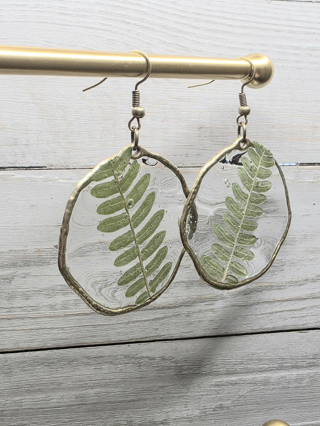 Real Fern Earrings | Circular Drop Botanical Jewelry