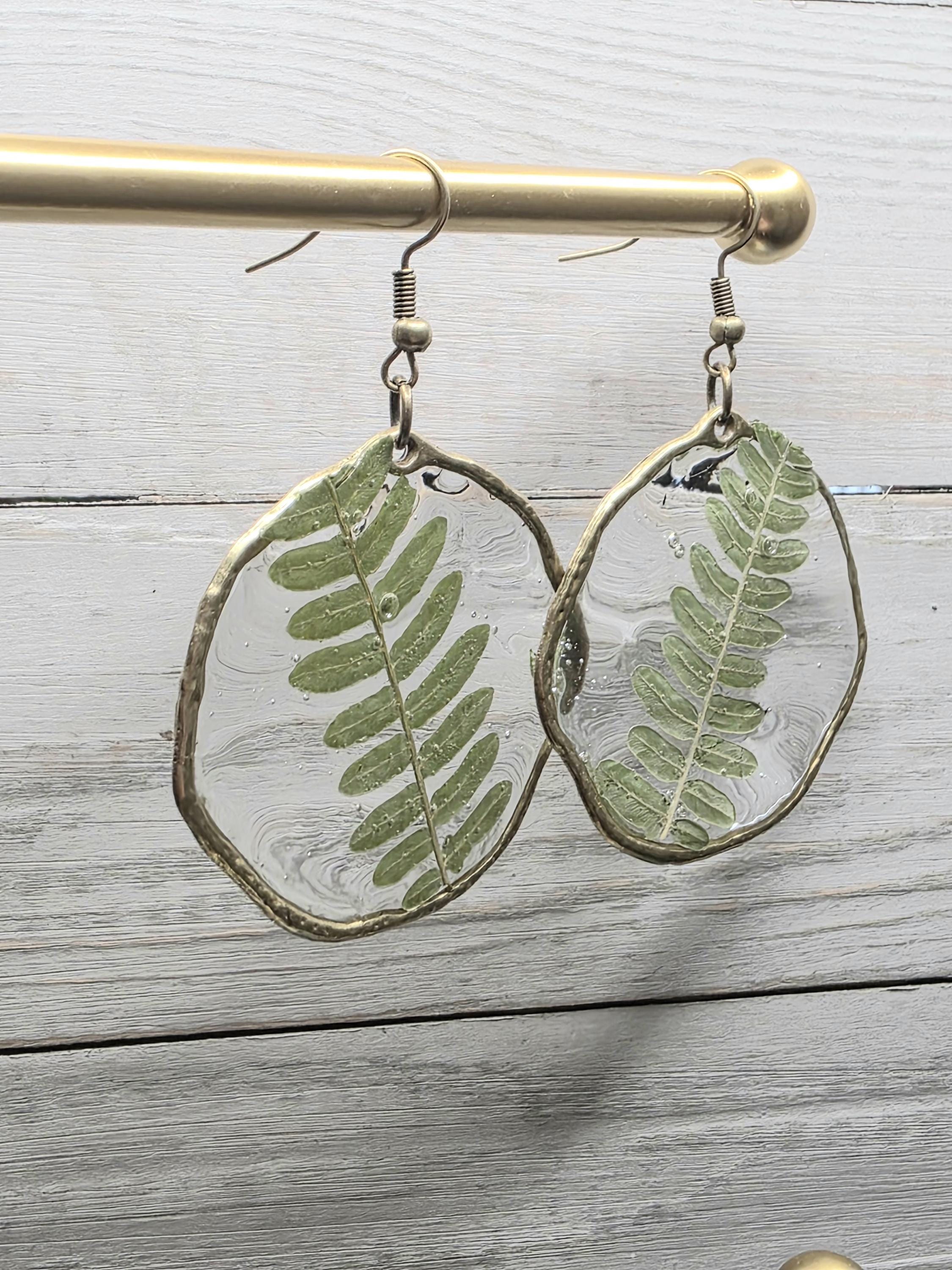 Real Fern Earrings | Circular Drop Botanical Jewelry
