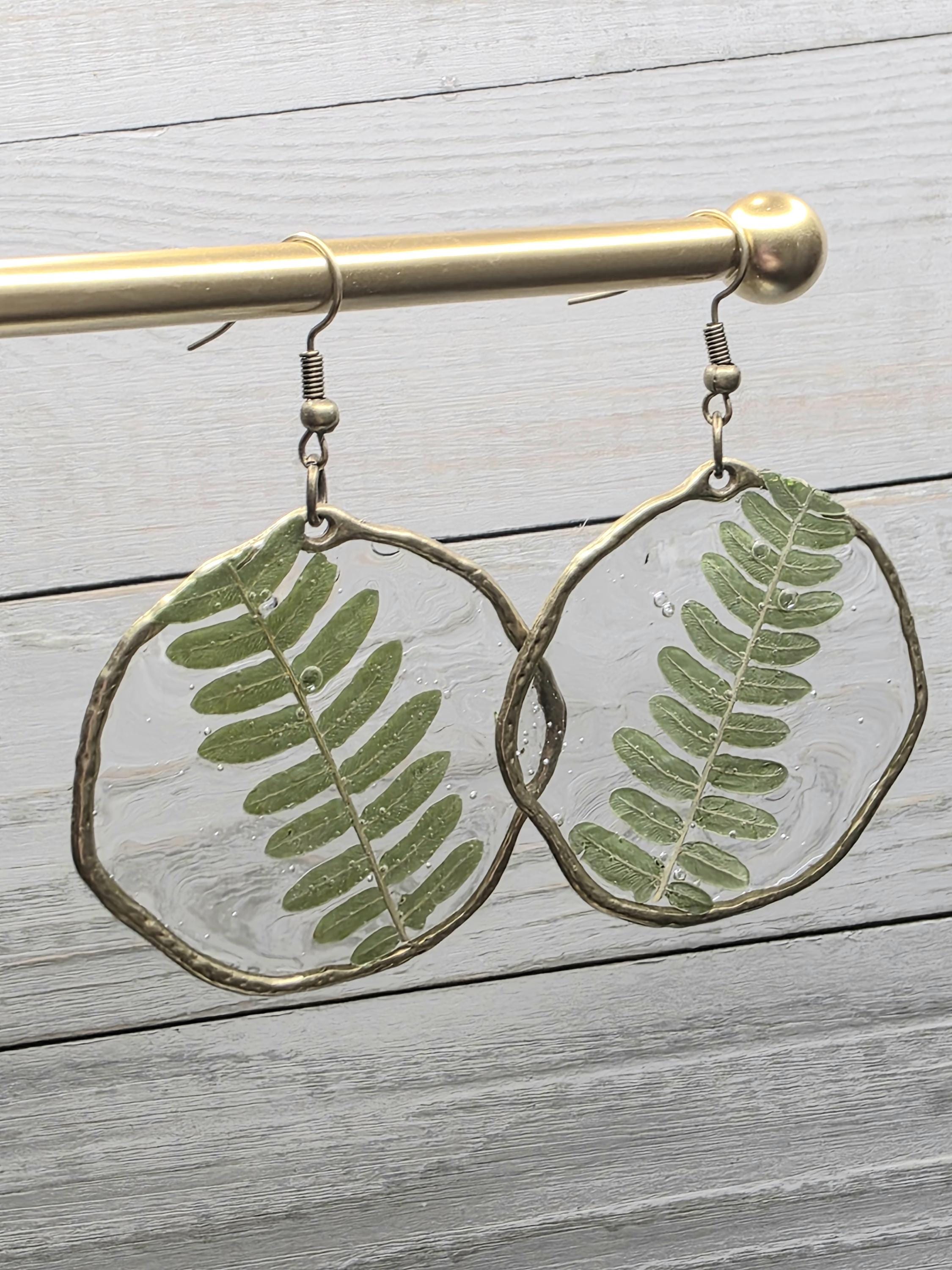 Real Fern Earrings | Circular Drop Botanical Jewelry
