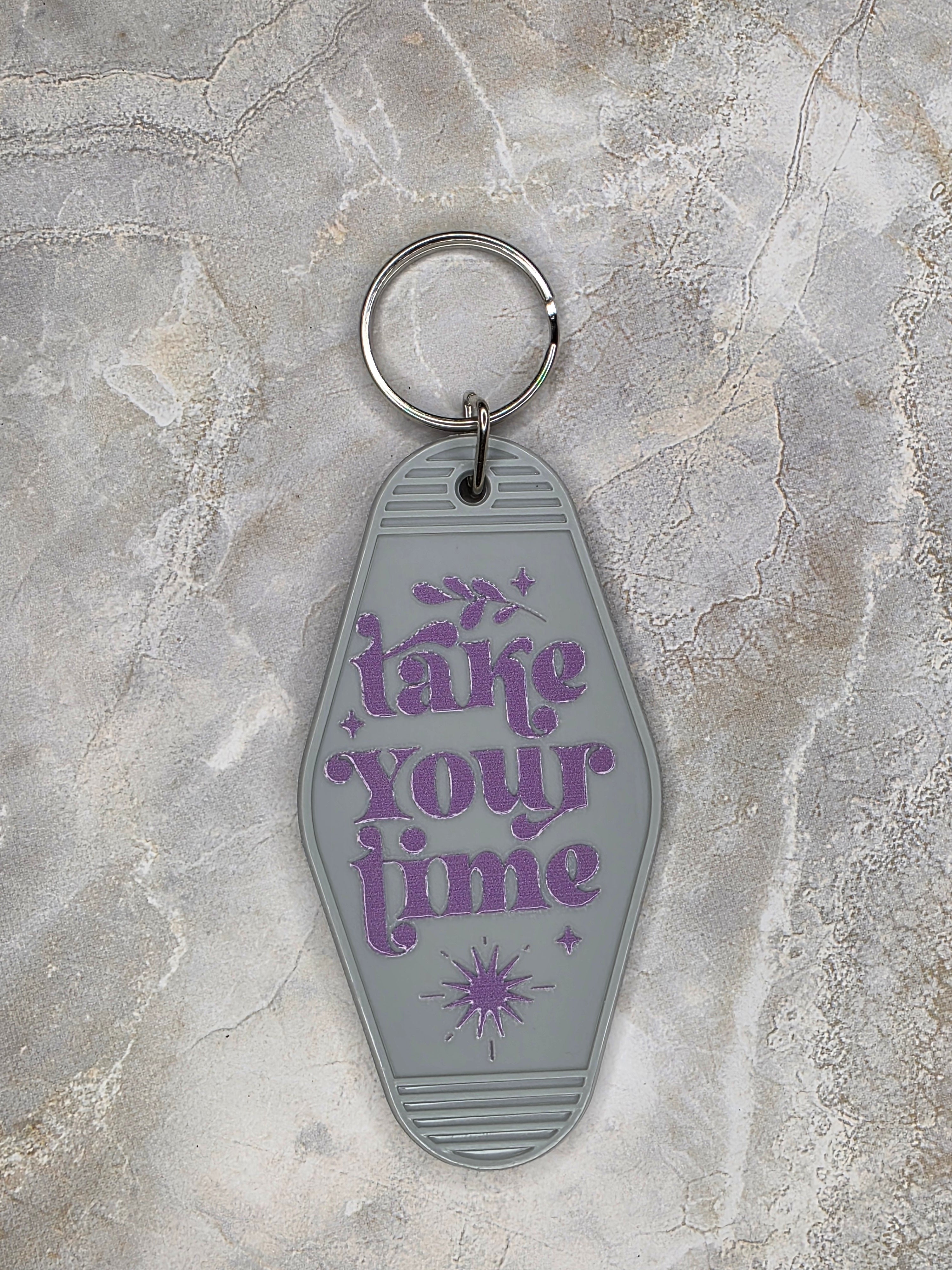 Take Your Time Vintage Motel Keychain