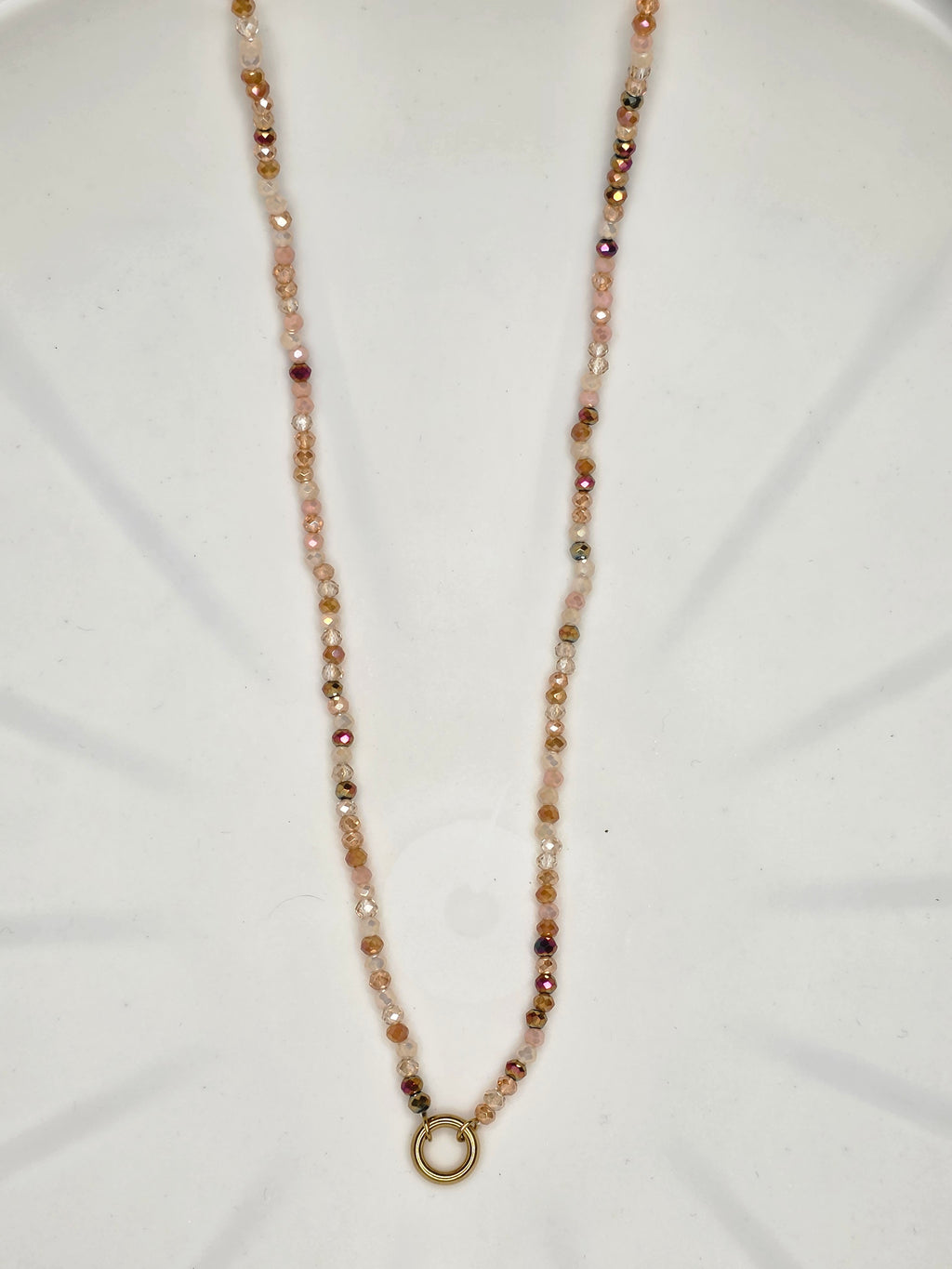 Brown Beaded Matching Charm Necklace and Bracelet Set
