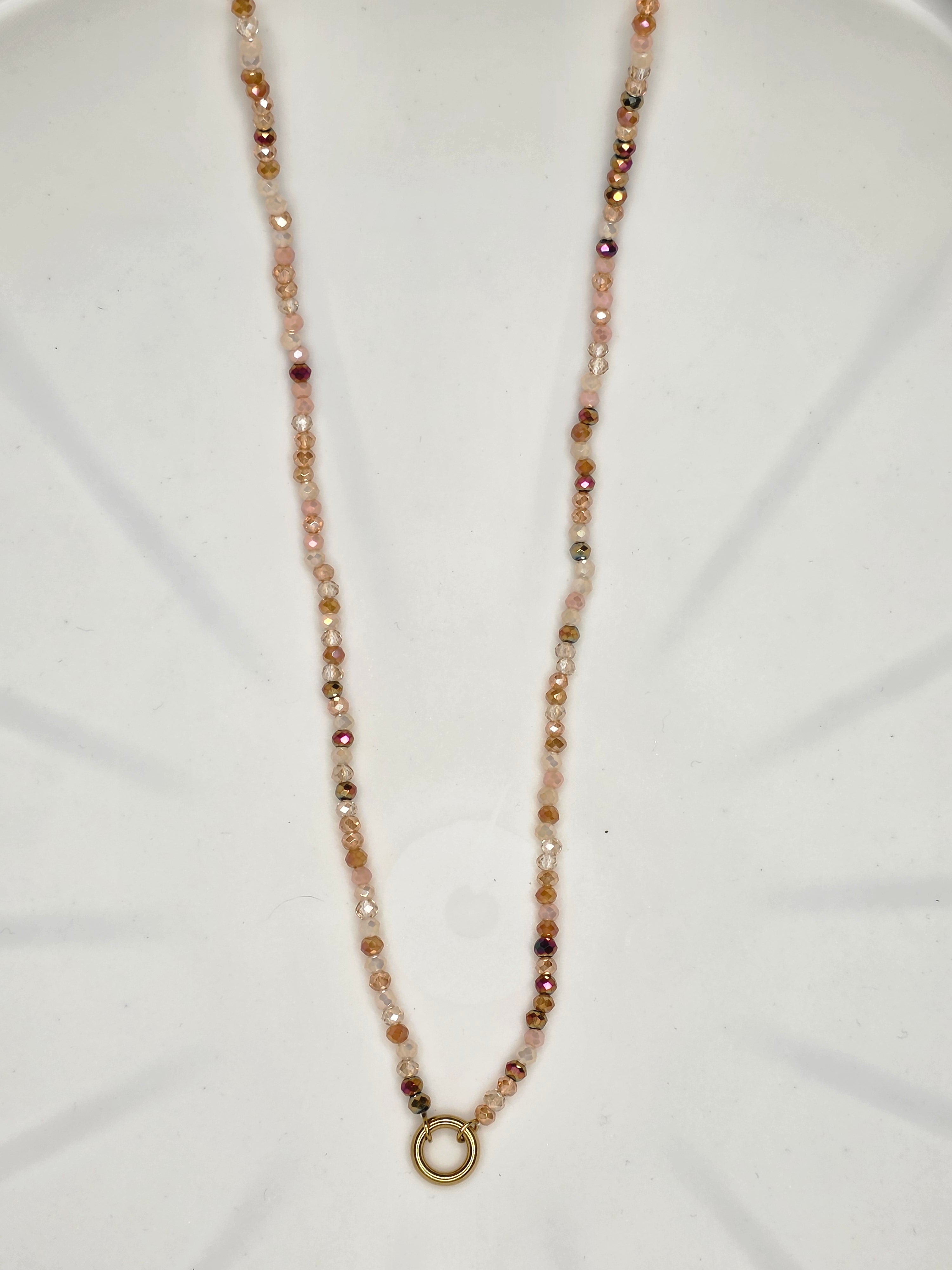 Brown Beaded Matching Charm Necklace and Bracelet Set