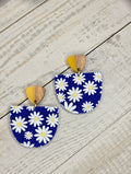 Daisy Acrylic & Wood Dangle Earrings